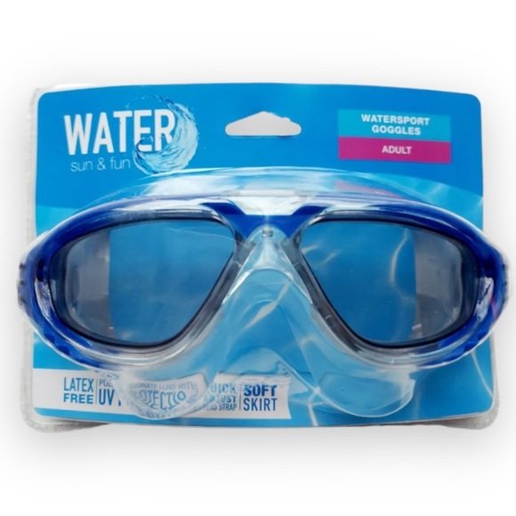 NWT Adult Blue Water Sport Swim Goggles Latex Free UV Protection - Picture 5 of 5